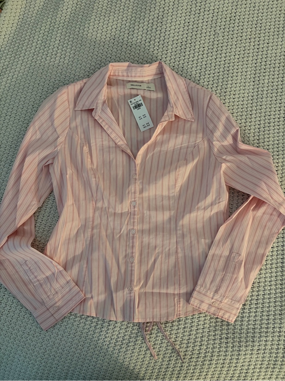 Pink Striped Hollister Button-Up Shirt